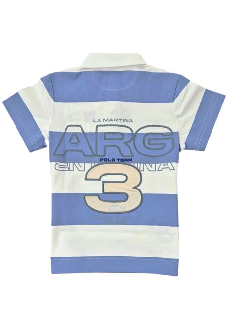 Polo bambino bianco/azzurro in cotone LA MARTINA | 5F28/MABIANCO/AZZURRO